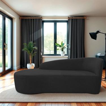 Imagem de Recamier Curvo Orgânico 140cm 2 Lugares Lado Esquerdo para Sala de Estar Bouclé Paris Preto