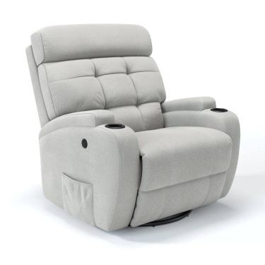 Imagem de Poltrona do Papai Reclinável Elétrica com Base Giratória e Balanço em Tecido Linho Damie