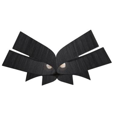 Imagem de Luminária de Teto Plafon em Madeira Artesanal para 4 Lâmpadas com Cúpulas de Vidro - Linha Wood Pétala (Preto)