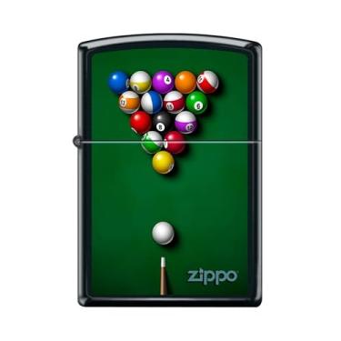 Imagem de Zippo Isqueiro de mesa de bilhar e bolas preto fosco isqueiro à prova de vento #Z5477