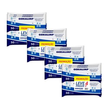 Imagem de Kit 4 Toalha Umedecida Gerialimp Premium com 4 Pacotes de 50 Unidades cada