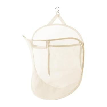 Imagem de SiaBiced Cesto de roupa suja suspenso para armário, economiza espaço, cesto de roupa suja de parede resistente com gancho para dormitório, banheiro, Bege