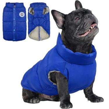 Imagem de Kuoser Colete acolchoado para cães, jaqueta quente para cães, à prova de vento, para clima frio, roupa de neve para animais de estimação, roupas leves de inverno para cães pequenos, design de botão