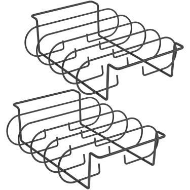 Imagem de 2 suportes de costela de churrasco para fumar, defumador a gás ou churrasqueira a carvão, rack antiaderente, suporte de costela para churrasco, suporte de assar de ferro, grelha para churrasqueira