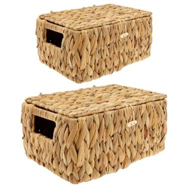 Imagem de Caixa de gerenciamento de cabos de 2 peças, organizador de cabos tecido à mão, caixa de armazenamento de cabos multiuso, estojo de gerenciamento de fios para mesa, chão, escritório, casa.