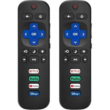 Imagem de (pacote com 2) Controle remoto de substituição para Roku-TV, compatível com Smart TVs TCL Roku/Hisense Roku/Onn Roku/Philips Roku (não serve para Stick e Box), preto