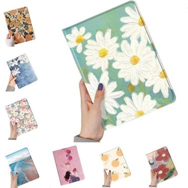 Imagem de Capa floral para iPad Pro de 11 polegadas (M4) 2024 capa com estampa floral fofa e fina de couro, capa inteligente com suporte para lápis, hibernar/despertar automático, cor C