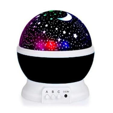 Imagem de Luminária Projetor Estrela Galaxy Star Master, 360°, USB/Pilha, 3 Modos de Projeção (PRETO)