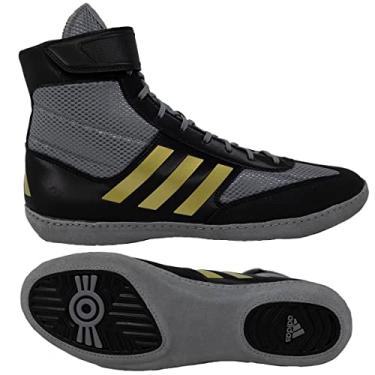 Imagem de adidas Tênis de luta livre masculino Combat Speed 5, Cinza/Preto/Ouro Metálico, 42