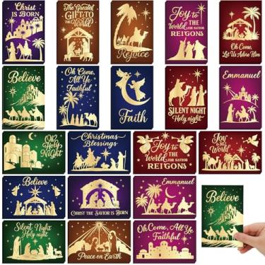 Imagem de Nuanchu 80 cartões religiosos de Natal a granel 10 x 15 centímetros folha dourada cartões postais de Jesus em branco cartões de felicitações de Natal cristãos para inverno, Natal, férias, amigos
