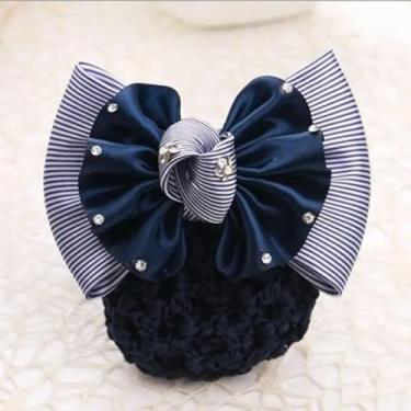 Imagem de Malha Flor Laço Crochê Laço Bun Net Presente para Mãe Clipe de Cabelo Para Atendentes de Luz Enfermeiras Acessórios de Cabelo Senhora Mulheres