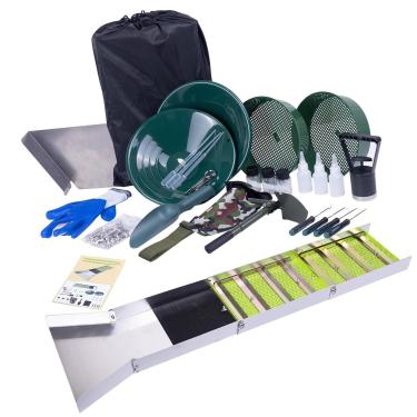 Imagem de ASHATA Caixa Dobrável de Slueice, Kit de Panorâmica e Prospecção de Ouro, Equipamentos de Mineração de Liga de Alumínio Portátil para Adultos, Caixas de Slue Portátil para Rio, Riacho, Panning de