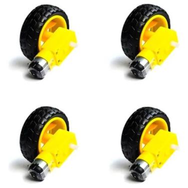 Imagem de 04 Roda Pneu Motor Dc 3 A 6v Robótica Arduino Carro - Minymix