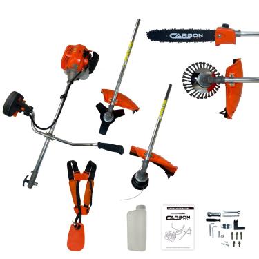 Imagem de Roçadeira Carbon Fak Bipartida à Gasolina, 52cc 2,5HP, com Motopoda, Cinto Duplo e Escova de Aço, Kit Profissional