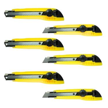 Imagem de SELLER Kit com 6 Estiletes P-600 18mm – Corpo PSAI com reforço em aço, trava giratória screw-lock, quebrador de lâmina integrado