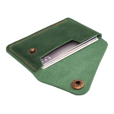 Imagem de Porta-cartões Turbosnail Leather Green Minimalist Slim Wallet