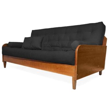 Imagem de Sofá Cama Paris II Sarja em Madeira Maciça Cor Natural - Preto