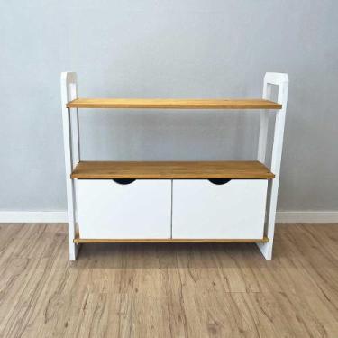 Imagem de Aparador de Madeira Pinus Linea de 3 Prateleiras Ample com 2 Gavetas N