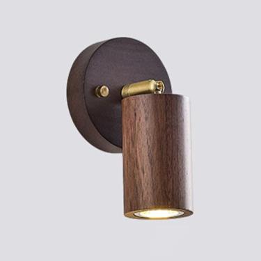 Imagem de Luminária de parede de nogueira Luminária de leitura LED para montagem em parede Luminária de parede ajustável para cabeceira, rotação de 350°+180° Luminárias de parede giratórias com fiação