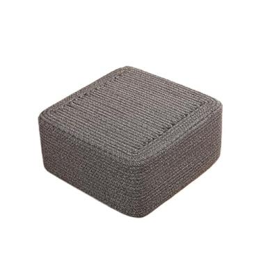 Imagem de pufe Almofada de futon para casa chão espessada Fio algodão quadrado tecido banquinho curto Sala estar Varanda Mesa centro Pequeno banco para sentar(Gray,40x40x30cm)