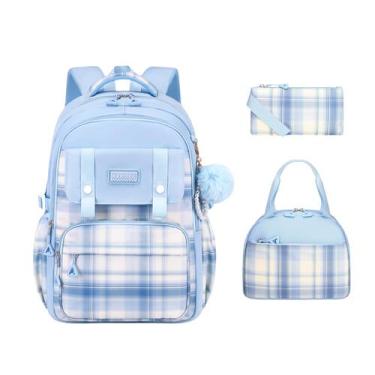 Imagem de Mochila escolar TYHOTULY Cute para meninas com lancheira e estojo de l