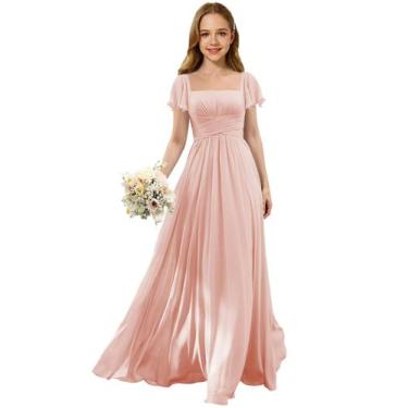 Imagem de Vestido Flower Girl Augday Chiffon Blush rosa tamanho 16