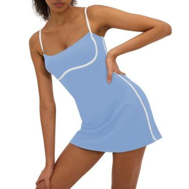 Imagem de Vestido de tênis feminino AMTOSS com shorts embutidos Haze Blue