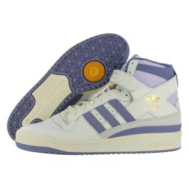 Imagem de adidas Tênis de basquete masculino Forum Mid, Branco/Prata Violeta/Prata Dawn, 46