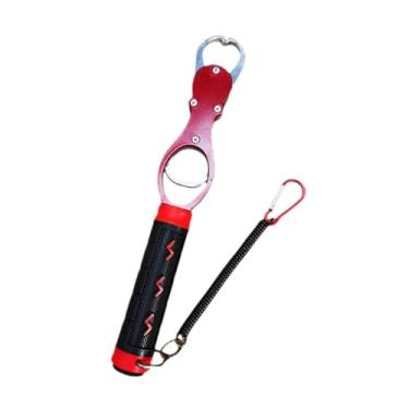 Imagem de Generic Pegador de lábio de peixe com suporte de escama, controle profissional, liga de alumínio, cabo antiderrapante, pegador de lábio de peixe portátil, Vermelho