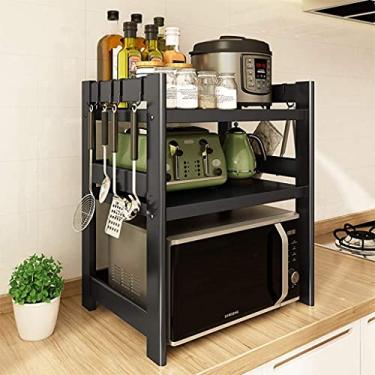 Imagem de Prateleira organizadora de 2 camadas para cozinha e micro-ondas, prateleiras organizadoras de bancada