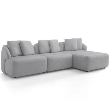 Imagem de Sofá 3 Lugares com Chaise Direito Sala Living 254cm Arlo F04 Veludo Ci