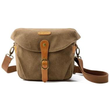 Imagem de Bolsa para câmera BAGSMART SLR DSLR, capa tiracolo de lona, cáqui