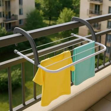 Imagem de Varal para Janela Sacada Apartamento Secar Roupas Prático Reforçado Co