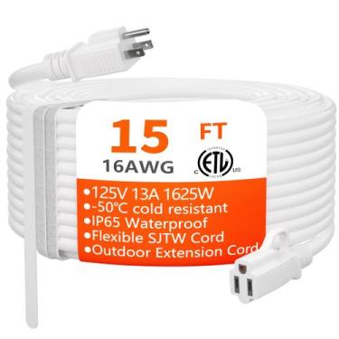 Imagem de Cabo de extensão HUANCHAIN Indoor Outdoor White 15 pés 13A 1625W