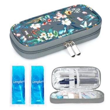 Imagem de Estojo de viagem para refrigerador de insulina YOUSHARES - Estojo portátil refrigerado para caneta de insulina, medicamentos e suprimentos para diabéticos com 2 bolsas de gelo aprovadas pela TSA