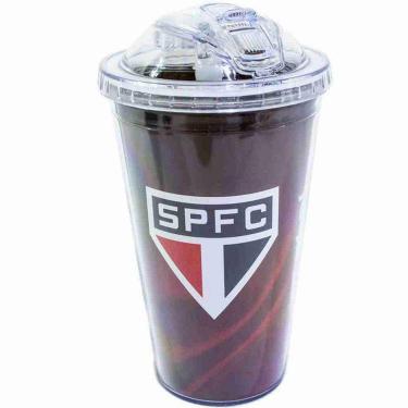 Imagem de Copo De Plástico Com Canudo 450ml -  São Paulo SPFC-Unissex