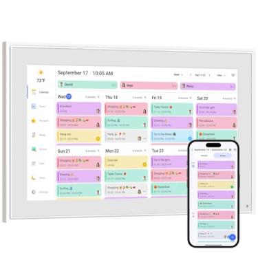 Imagem de Calendário digital inteligente, tela sensível ao toque HD de 25 cm, calendário de mesa eletrônico e tabela de tarefas, tela sensível ao toque para agendas familiares com planejador de refeições
