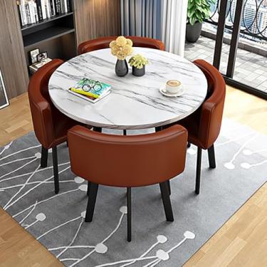 Imagem de Conjunto De Mesa De Jantar Redonda Moderna, Mesa E Cadeiras De Cozinha, Conjunto De Mesa De Jantar Pequena Para 4, Mesas E Cadeiras De Sala De Conferências De Escritório Pequen, B1, One Size
