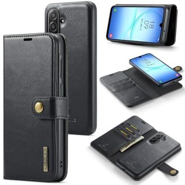 Imagem de DG.MING Capa carteira de couro magnética destacável 2 em 1 para Samsung Galaxy A17 4G/A17 5G, capa flip com 3 compartimentos para cartão, 1 compartimento oculto para dinheiro, suporte flip e capa de