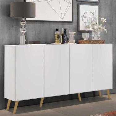 Imagem de Aparador Buffet 4 Portas com Pés Retrô Veneza Multimóveis Mpf3556 Branco/natural