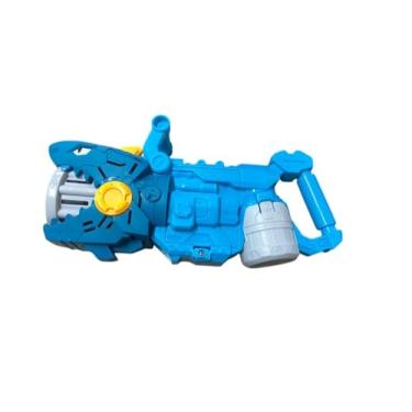 Imagem de Bubbles de Bolhas Tubarão, Brinquedo Infantil em Plástico Azul, Lançador Automático com Detalhes Amarelos e Cinza, Conjunto com Solução de Bolhas