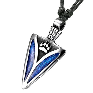 Imagem de Presentes de lobo para homens ou mulheres - Colar de ponta de flecha de pata legal - Pingente de dente de amuleto exclusivo de poderes de proteção, Esmalte, Sem Pedra Preciosa