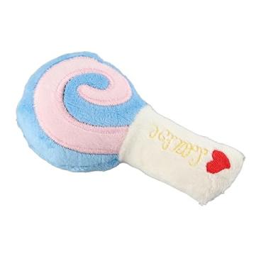 Imagem de GLOGLOW Brinquedo de Mastigar de Cachorro Pirulito de Pelúcia, Material Macio, Reduz a Ansiedade, Moagem de Dentes Envolvente, Ideal para Cães e Filhotes (Azul)