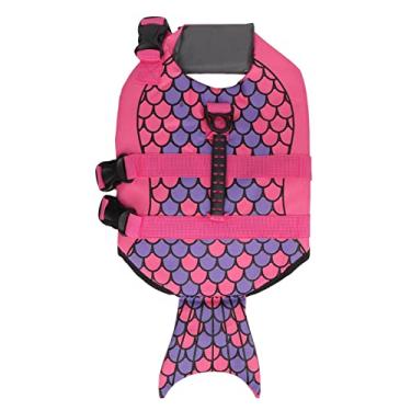 Imagem de Colete salva-vidas para cães com segurança ajustável premium para animais de estimação com alça para natação, passeios de barco, cores brilhantes, poliéster, pérola, algodão (M)