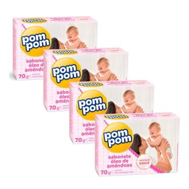 Imagem de Kit 4 Sabonete Infantil Pom Pom Óleo de Amêndoas 70g