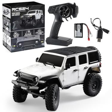 Imagem de RCSHOBBY 1/24 RC Rock Crawler 4X4 RC Monster Truck Off Road Climbing Vehicles with Bright Headlight Waterproof 2.4GHz Remote Control Car RTR for Adults,Ideal Gift for Kids and Hobbyists,White
