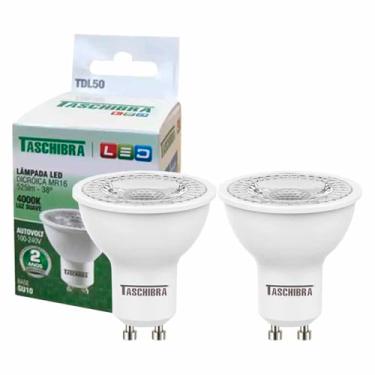 Imagem de Kit 2 Lâmpada De Led Dicróica 7w Gu10 Taschibra Mr16 4000k