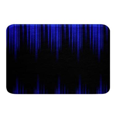 Imagem de Erosebridal Tapetes de banho ombré abstratos tapetes de banheiro azul real e preto para meninas meninos crianças adultos, gradiente geométrico listrado tapete de banho decoração de casa moderna,