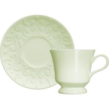 Imagem de Xícara e pires para chá em porcelana, modelo Tassel, 190 ml, Germer, Verde