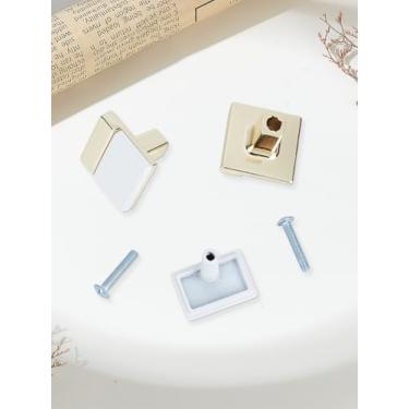 Imagem de 2 conjuntos de puxadores retangulares de liga para gaveta, puxador de porta dourado claro com parafusos, acessórios para portões, armário e corredor, quarto, banheiro, ferragens, 32 x 32 x 28 mm